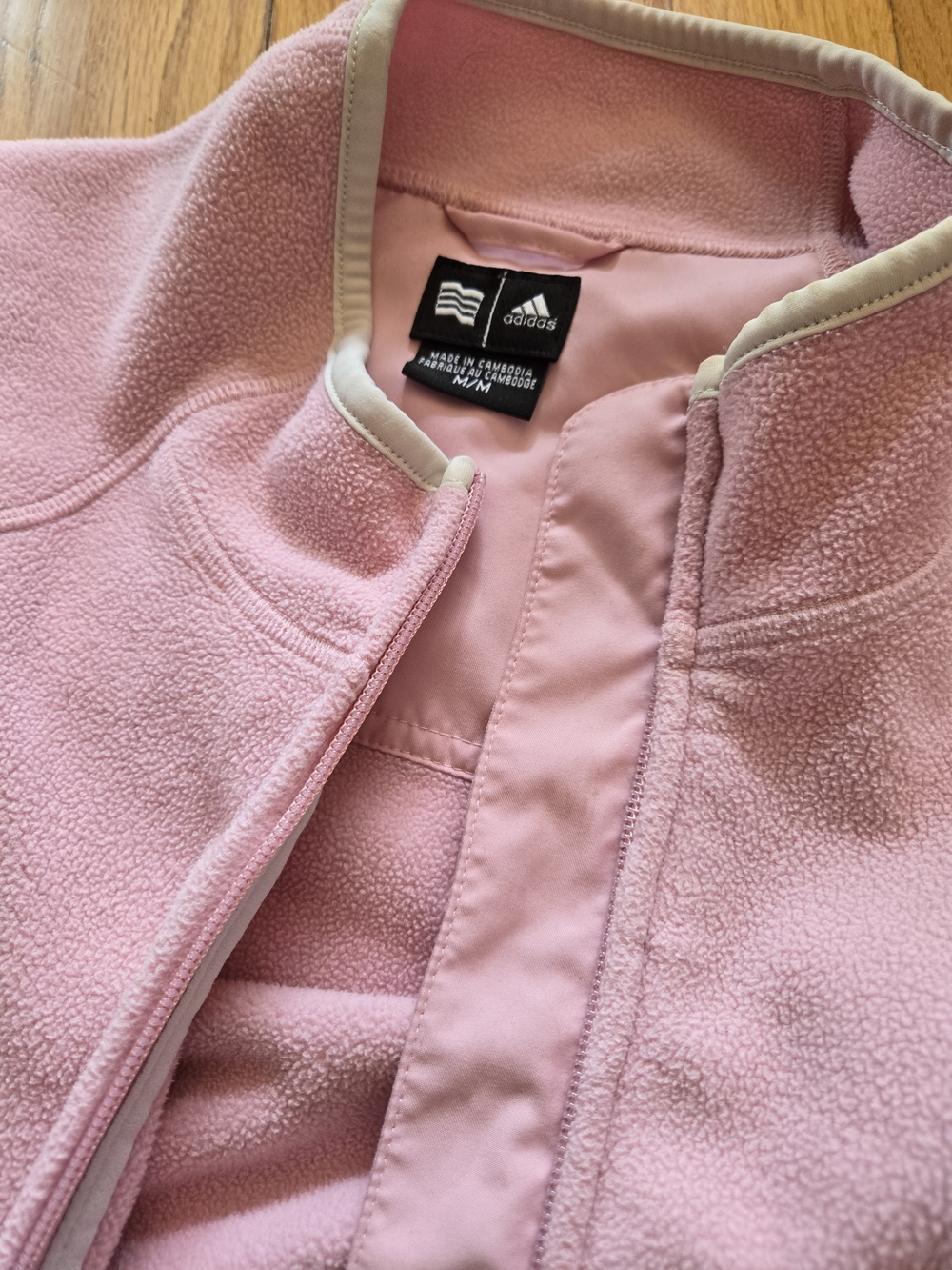 adidas Light Pink Full-Zip Sleeveless Fleece Vest - Picture 7 of 7